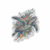 Sticker Conception de vecteur d'éclaboussure de tortue de (Devant)