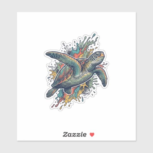 Sticker Conception de vecteur d'éclaboussure de tortue de (Feuille)