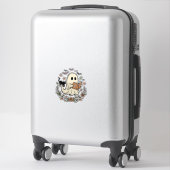 Sticker Conception de vecteur floral Halloween Chat fantôm (Sur valise)