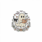 Sticker Conception de vecteur floral Halloween Chat fantôm (Devant)