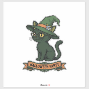 Sticker Conception de vecteur vintage de chat de fête d'Ha