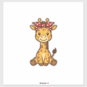 Sticker Conception de vecteur vintage de girafe bébé migno