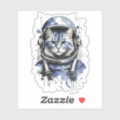 Sticker Conception d'éclaboussure de chat d'astronaute ble (Feuille)