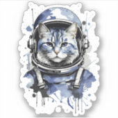 Sticker Conception d'éclaboussure de chat d'astronaute ble (Devant)