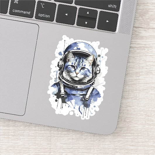 Sticker Conception d'éclaboussure de chat d'astronaute ble (Détail)