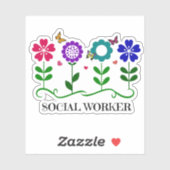 Sticker Conception des travailleurs sociaux, fleurs et pap (Feuille)