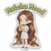 Sticker Conception d'esthétique Matcha Mood Vibes de thé v (Devant)