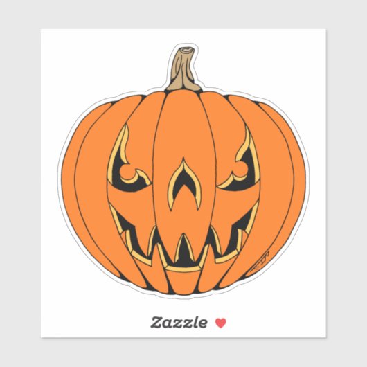 Sticker Conception d'Halloween de citrouille effrayante Ja (Feuille)
