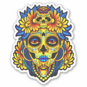 Sticker Conception d'illustration de crâne en sucre artist