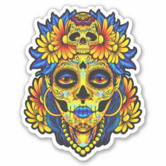Sticker Conception d'illustration de crâne en sucre artist