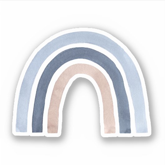 Sticker Conception du Boho bleu et arc-en-ciel de pêche (Devant)