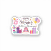 Sticker Conception éditable de Joyeux Anniversaire (Recto)