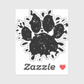 Sticker Conception en détresse Patte de chien éclaboussure (Feuille)