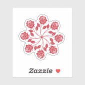 Sticker Conception florale circulaire mandala de rose roug (Feuille)