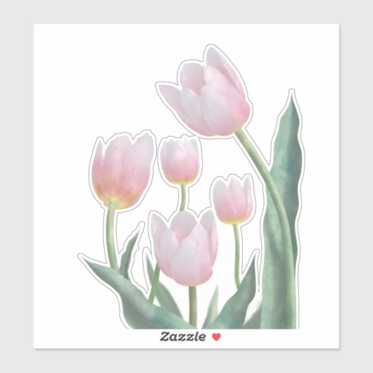 Sticker Conception florale de tulipes pastel (Feuille)