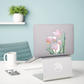 Sticker Conception florale de tulipes pastel (Ordinateur portable sur le bureau)
