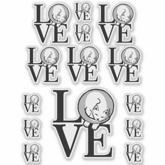 Sticker Conception graphique Chat Love (Devant)