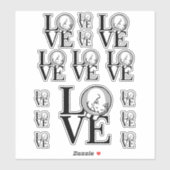 Sticker Conception graphique Chat Love (Feuille)