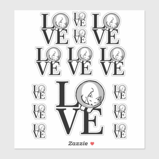 Sticker Conception graphique Chat Love (Feuille)