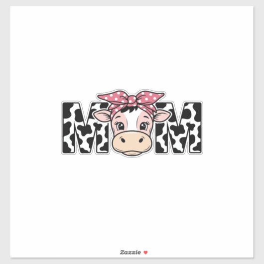 Sticker Conception graphique de maman vache mignonne arc_1 (Feuille)