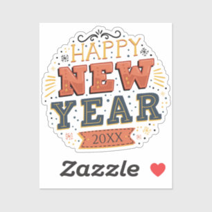 Sticker Conception personnalisée vintage Bonne Année Eve D