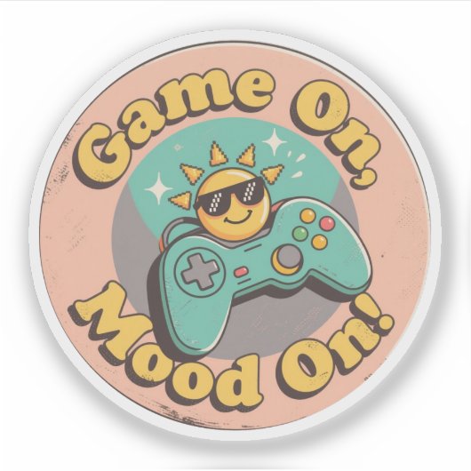 Sticker Conception Rétro Drôle de Jeu Sur Humeur Sur (Devant)