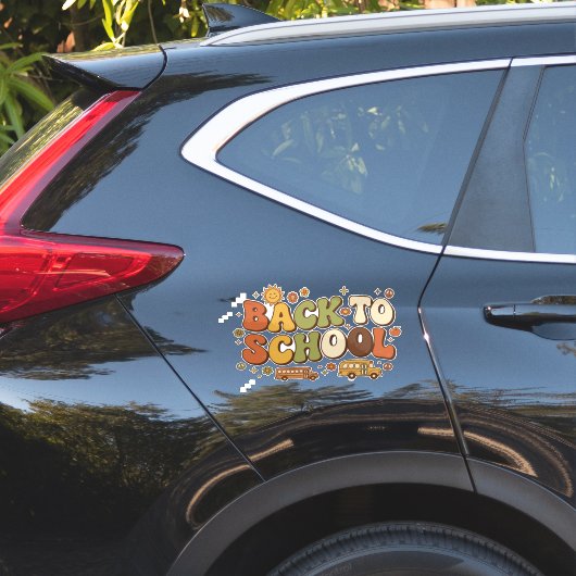 Sticker Conception Rétro Groovy de Rentree Scolaire (Coté voiture)