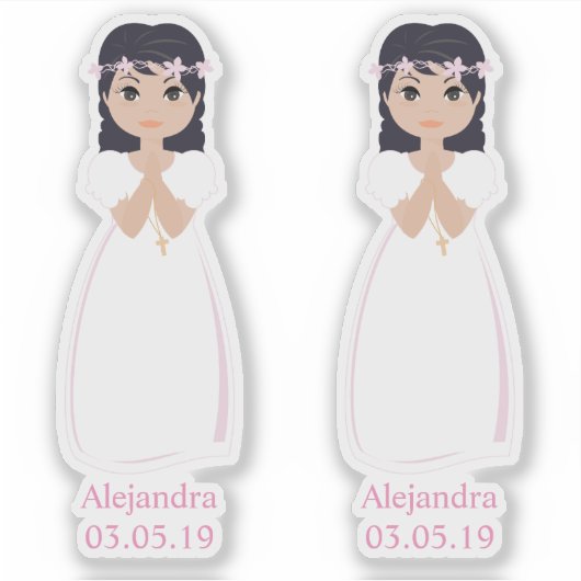 Sticker Conception Romantique Communion Enfant avec Ébarbe (Devant)