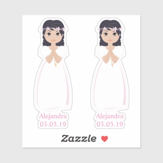 Sticker Conception Romantique Communion Enfant avec Ébarbe (Feuille)