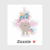 Sticker Conception Unicorne Arc-en-ciel mignon (Feuille)