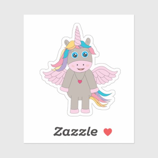 Sticker Conception Unicorne Arc-en-ciel mignon (Feuille)