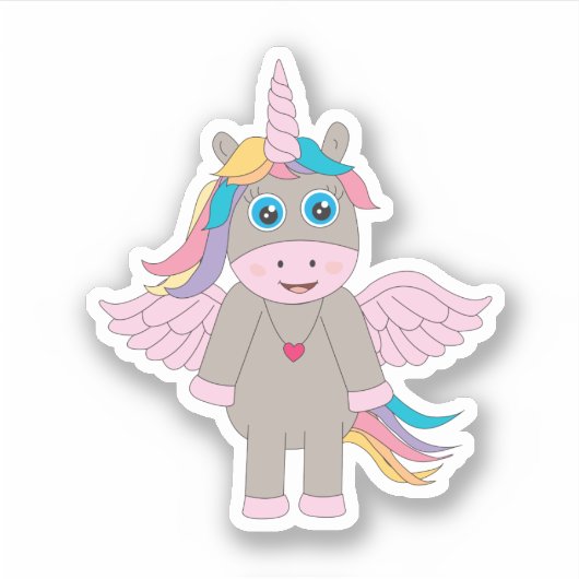 Sticker Conception Unicorne Arc-en-ciel mignon (Devant)