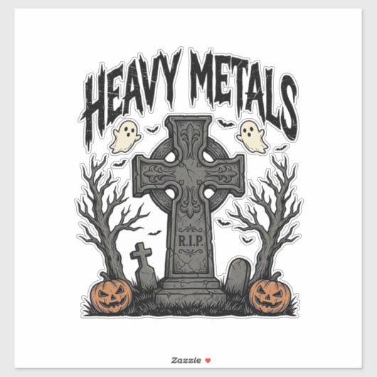 Sticker Conception vectorielle de cimetière Halloween de m (Feuille)