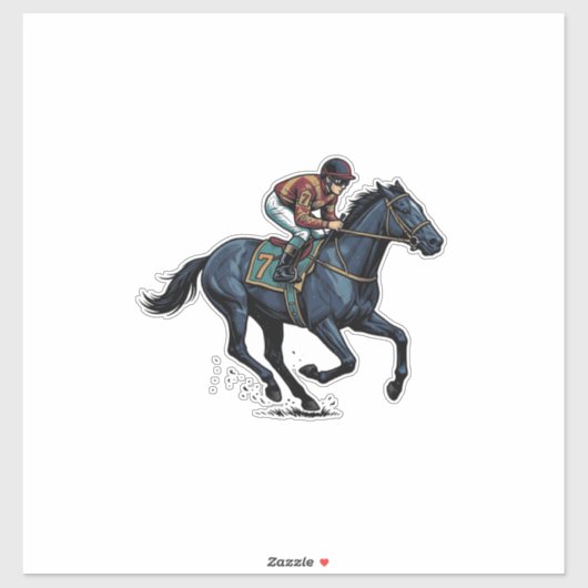 Sticker Conception vectorielle de jockey de course de chev (Feuille)