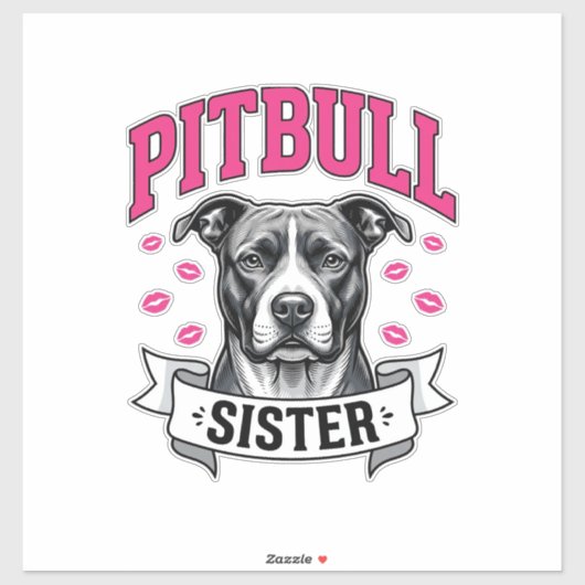 Sticker Conception vectorielle de sœur Pitbull amateur de (Feuille)