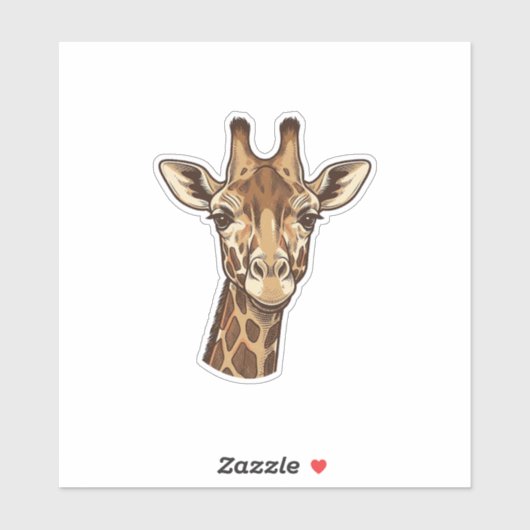 Sticker Conception vectorielle de tête de girafe gravée vi (Feuille)