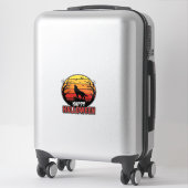 Sticker Conception vectorielle vintage loup hurlant joyeux (Sur valise)