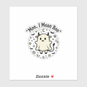 Sticker Conception Vintage Halloween Fantôme Vache Mignonn