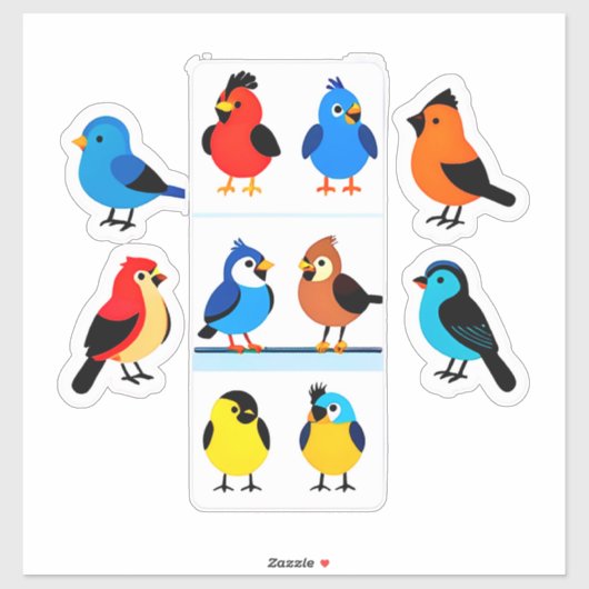 Sticker Conceptions d'oiseaux mignons pour planner et cade (Feuille)