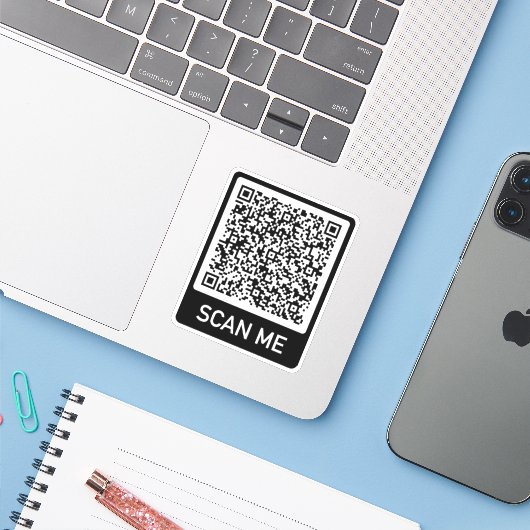 Sticker Concevez votre propre Modèle de code QR personnali (Ordinateur portable avec iPhone)