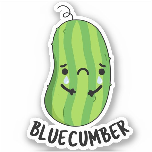 Sticker Concombre bleu Funny Sad Veggie Cucumber Pun (Devant)
