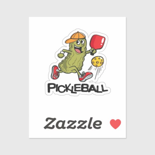 Sticker Concombre Drôle Jouant Pickleball (Feuille)