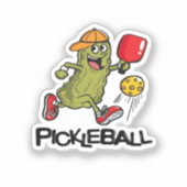Sticker Concombre Drôle Jouant Pickleball (Recto)