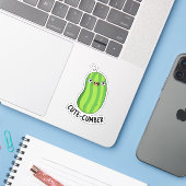 Sticker Concombre Funny Concomber Pun (Ordinateur portable avec iPhone)