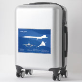 Sticker Concorde - Plan de dessin plan d'avion ABD (Sur valise)