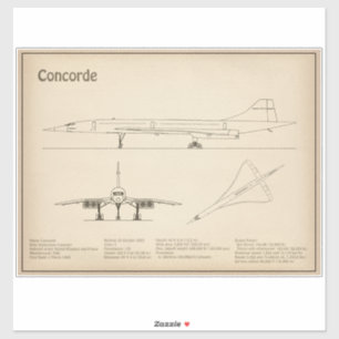 Sticker Concorde - Plan directeur de l'avion Plans de dess