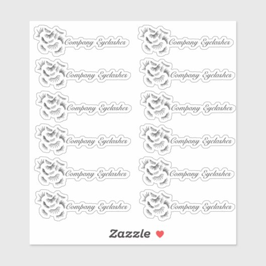 Sticker Conditionnement de logo moderne Eyelashes Nom comm (Feuille)