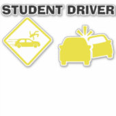 STICKER CONDUCTEUR ÉTUDIANT - JAUNE CRASH (Devant)