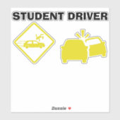 STICKER CONDUCTEUR ÉTUDIANT - JAUNE CRASH (Feuille)
