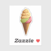 Sticker Cône de crème glacée douce (Feuille)